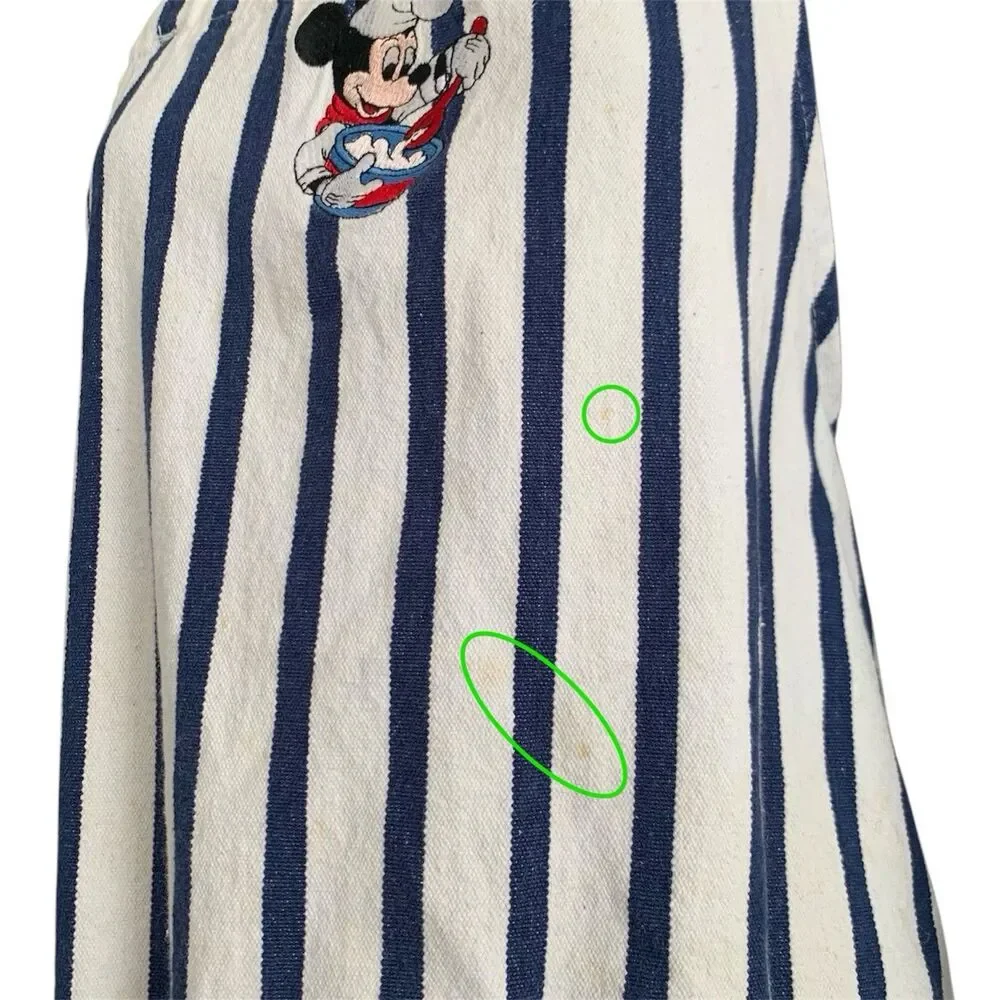 Vintage Mickey Mouse Chef Apron‎ Kitchen Retro Blue Stripe Adult Cooking